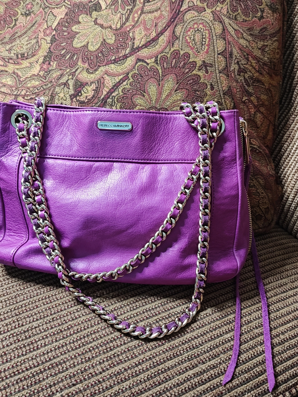 Rebecca Minkoff Purple Pebbled Leather Swing Convertible Crossbody Shoulder Bag